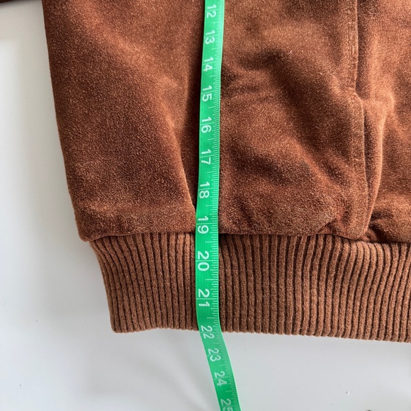 Vintage Sheplers Western Suede Leather Shearling Lined Hooded Jacket Sz 14 / M - Picture 9 of 10